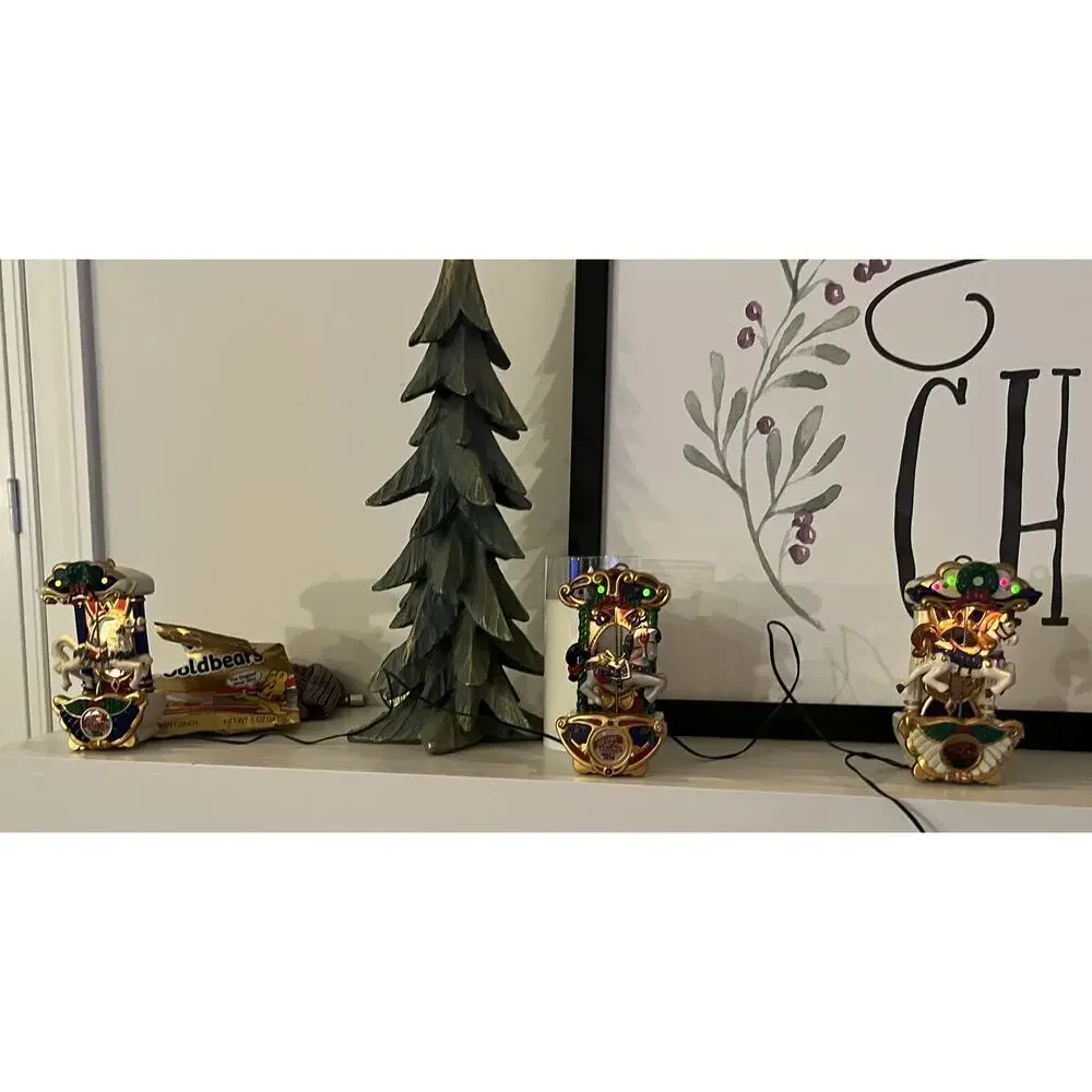 Mr Christmas Holiday Carousel 6 Horse 21 Carols Music Lights Box -Video In Pics!
